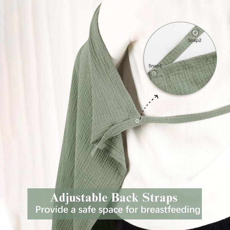 Coreeky 2 Pack Muslin Nursing Cover for Breastfeeding, Soft & Breathable 100% Cotton Breastfeeding Cover up - Image 4